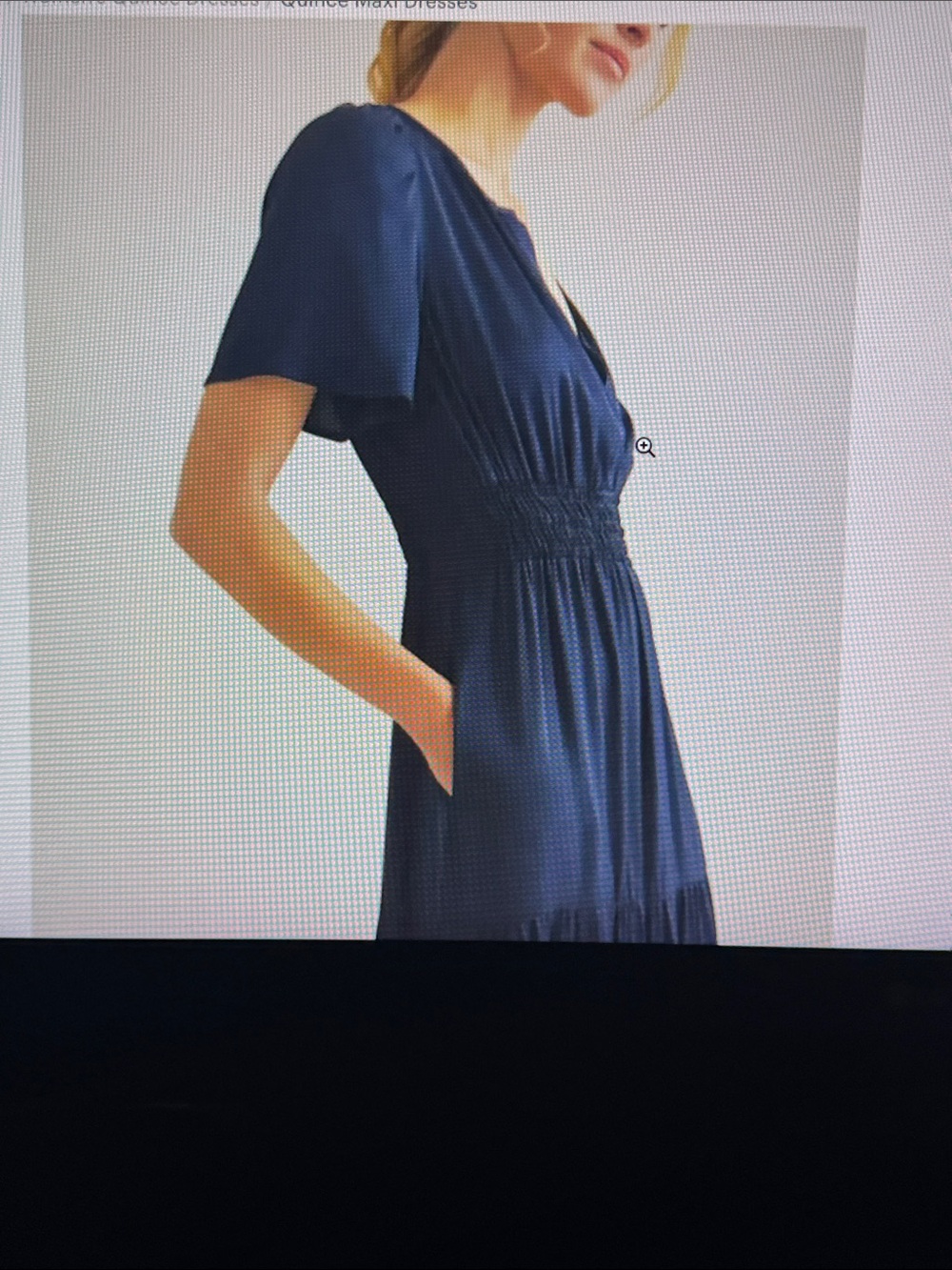 Quince Navy V-Neck Short-Sleeve Midi Dress